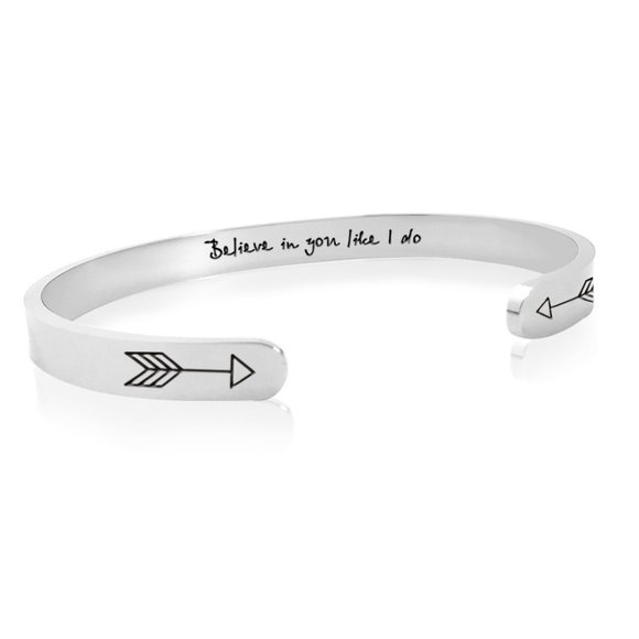 Inspirational Bracelets - Believe in You Like I Do -STEEL SILVER Graduation Gift - Picture 1 of 4